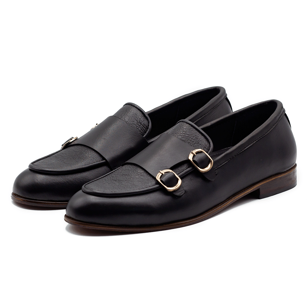 Double Monk Strap | Black | WLM-31B - Walrus Lifestyle