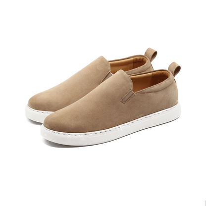 Velvet Suede Leather Sneaker| Cream | WLS-4LB - Walrus Lifestyle